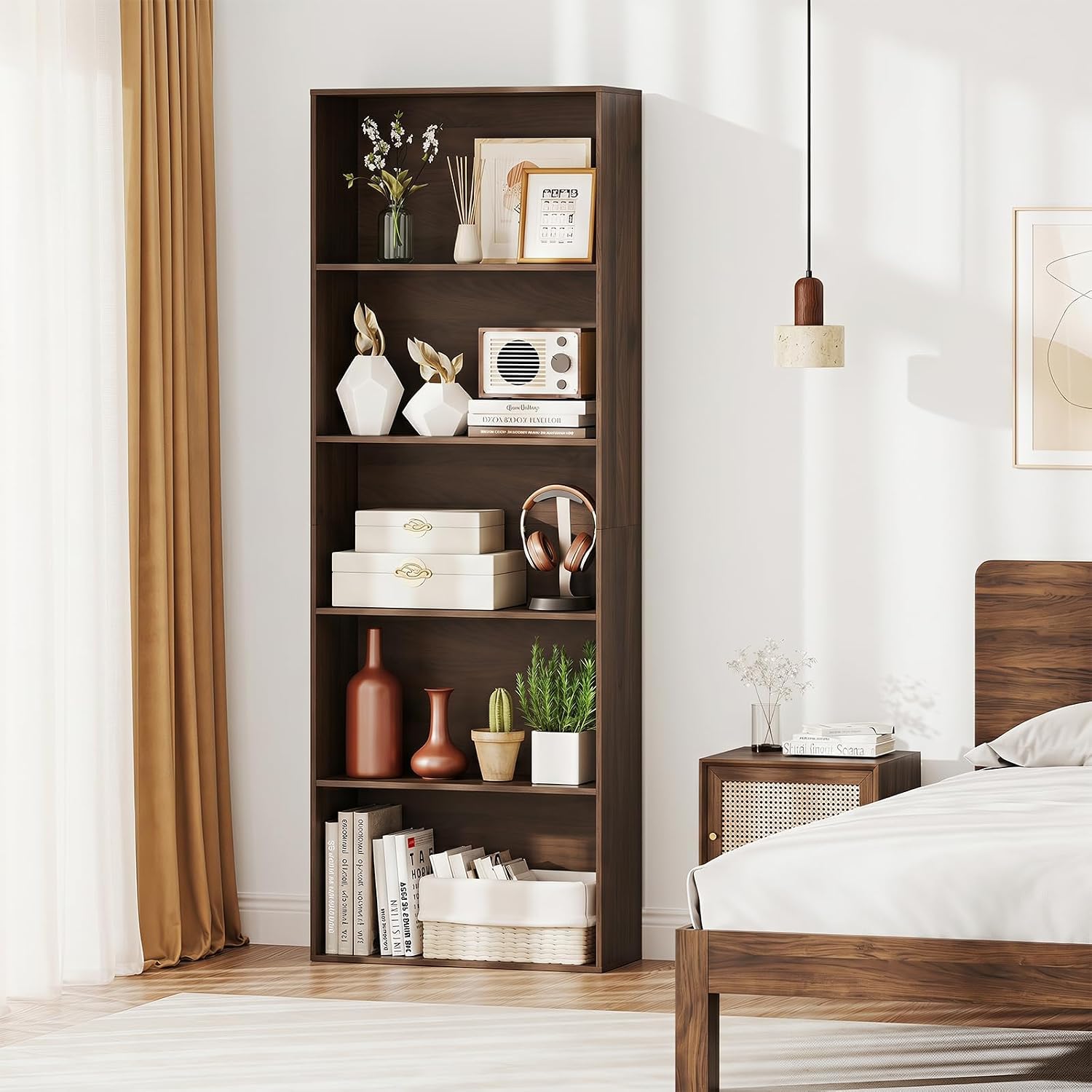 Giantex 8-Cube Bookcase, 3-Tier Cubby Bookshelf, Horizontal Vertical Display Rack with Anti-Tipping Kits, Modern Storage Organizer Shelf Unit for Bedroom, Living Room, Study (Natural, 8-Cube)