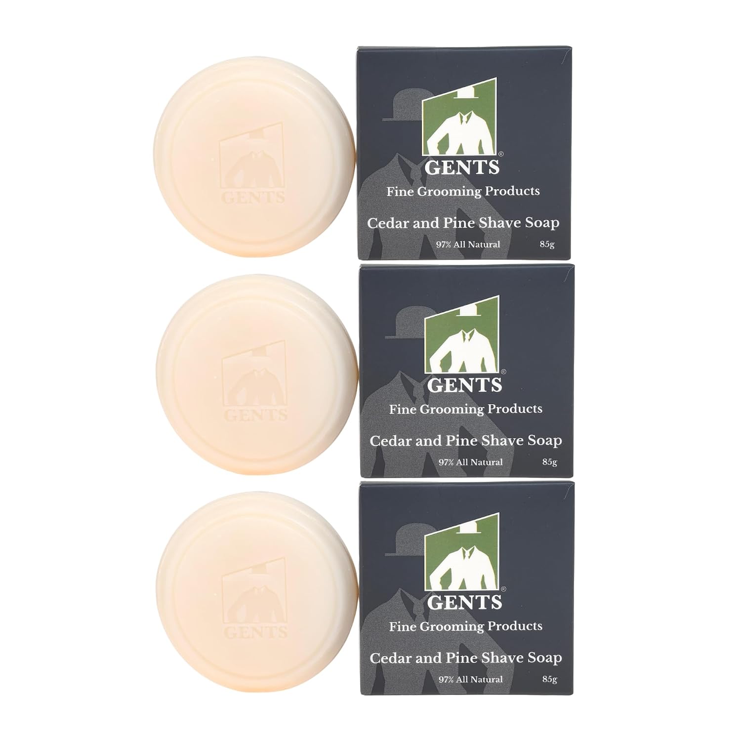 GENTS Men’s Shave Soap, 97% Natural Cedar Pine Scent, Rich Lather Wet Shaving, Traditional Shaving Soap for Men, 3oz Puck