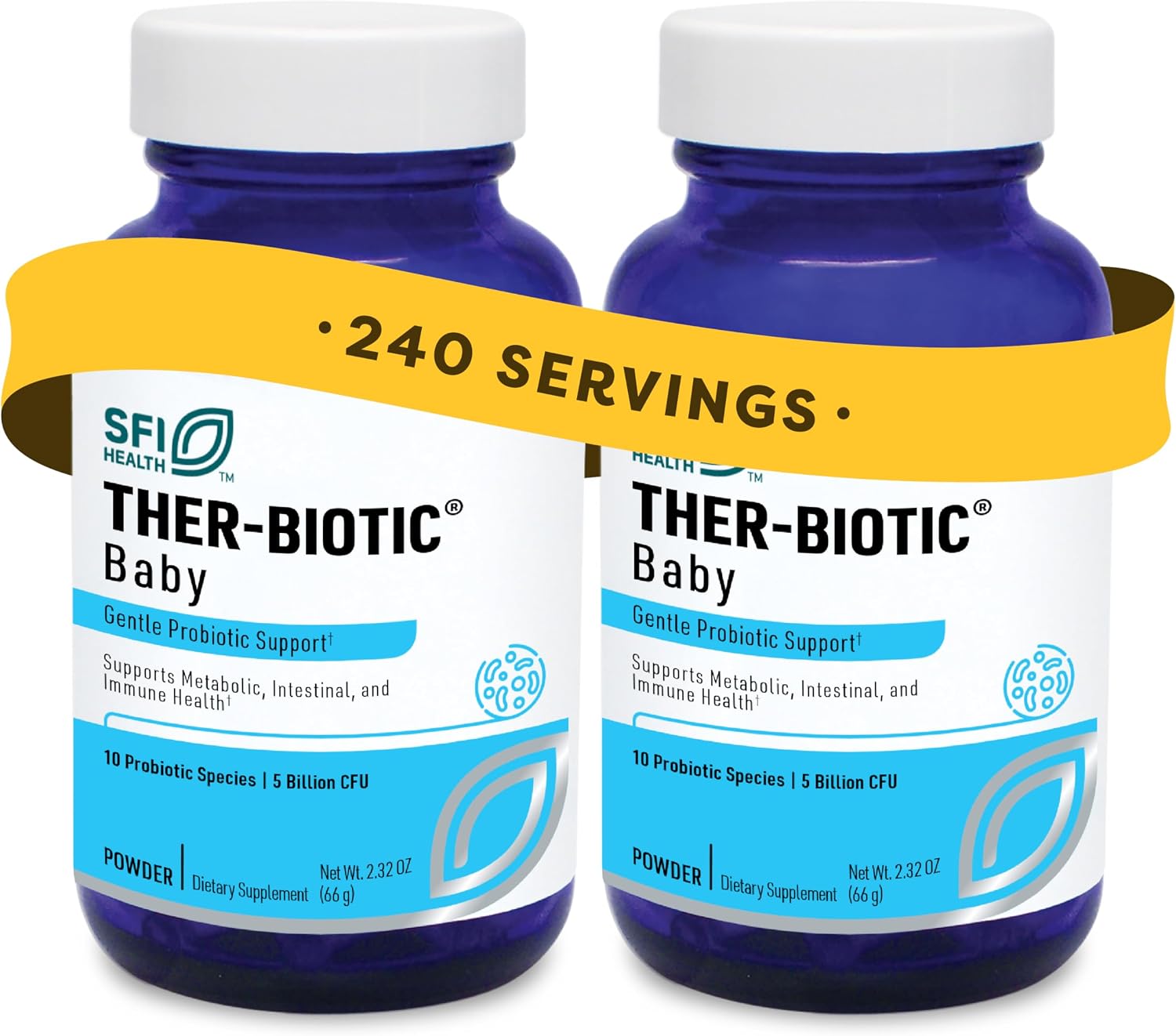 Klaire Labs SFI Health Ther-Biotic Baby Probiotic Powder, 2 oz | Supports Developing Microbiomes & Infant Development, 5 Billion CFU + 10 Strains for Digestive Health and Immune Support