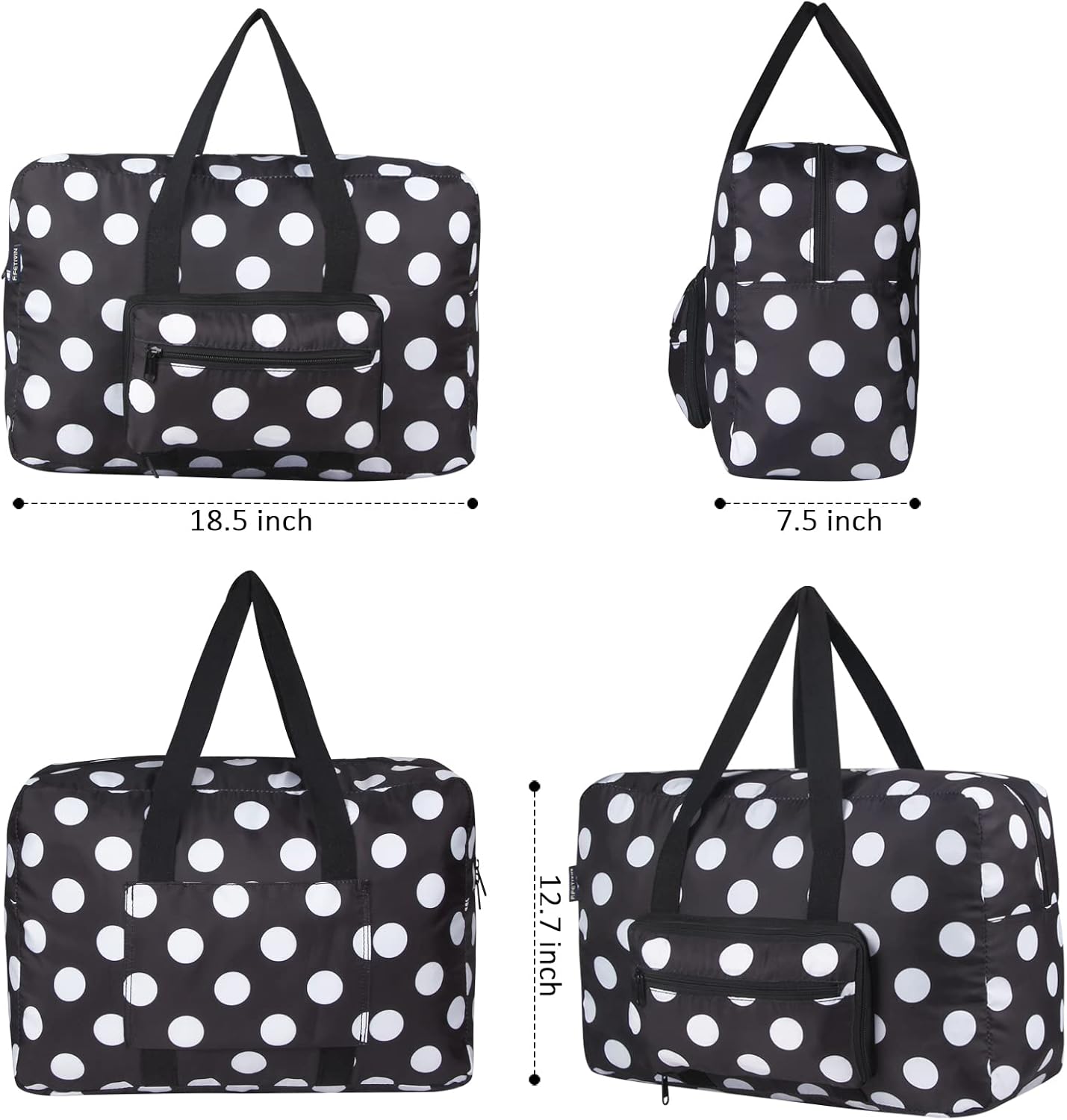 Travel Foldable Waterproof Duffel Bag - Lightweight Carry on Luggage Tote Duffel Bag(Black Floral)