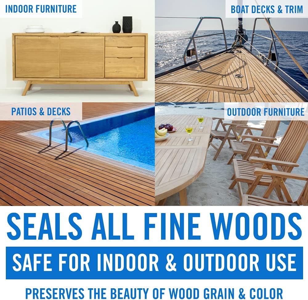 Teak Cleaner and Brightener for Wood, Teak Oil or Sealer for Boats, Indoor
