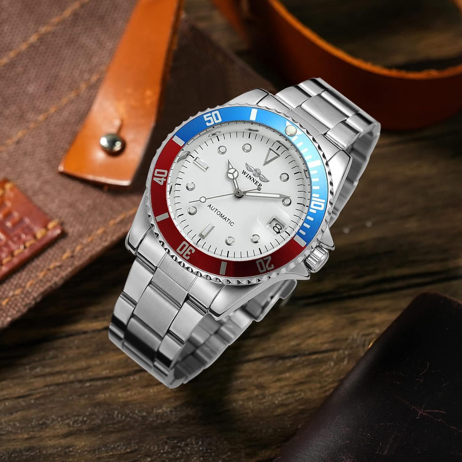 MASTOP Men Automatic Mechanical Watches Full Steel Waterproof Mens Watches | Calendar,Fashion Wristwatch for Men