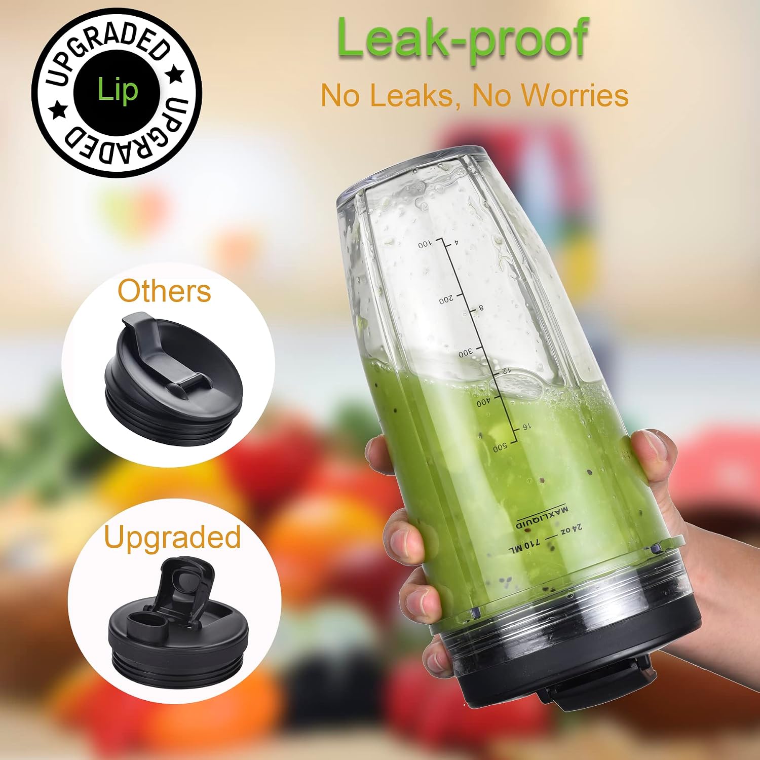 Blender Cups Fit for Ninja, Replacement Parts 16OZ Cups with Lids