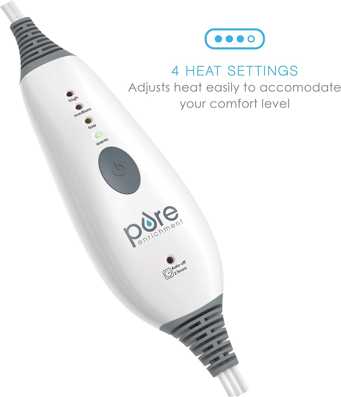 Pure Enrichment PureRelief Deluxe Heating Pad (12" x 24"), Full Body Therapy Pad with 4 InstaHeat Settings, Soft Machine-Washable Microplush Fabric and 2-Hour Auto Safety Shut-Off (Sea Glass)