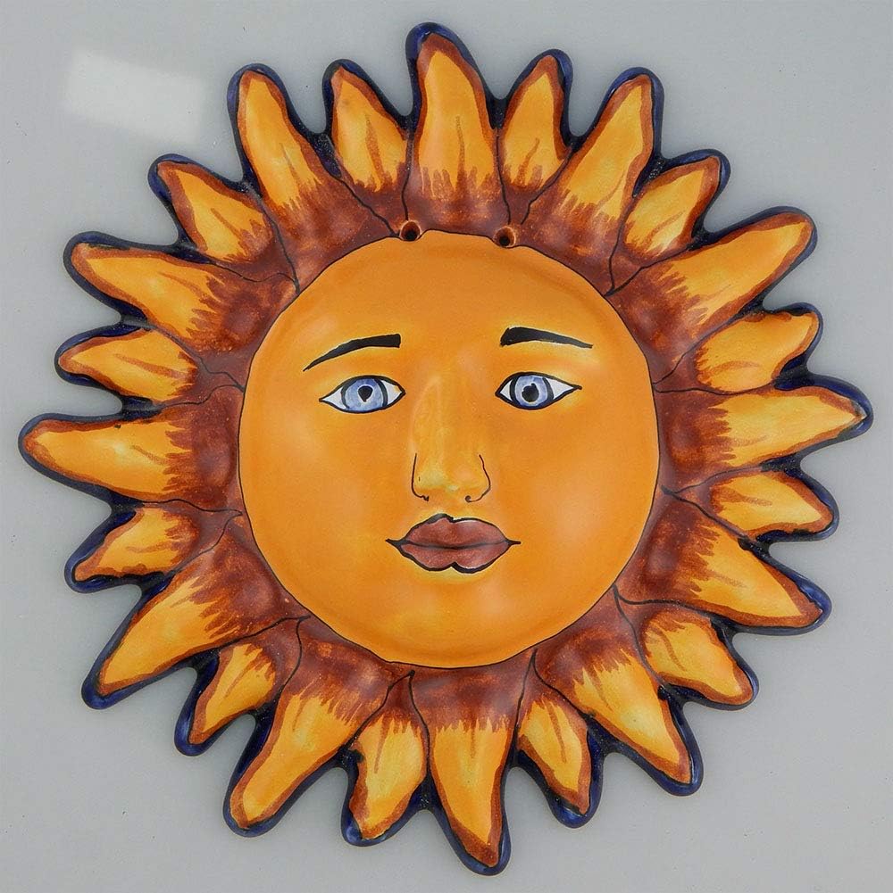COLOR Y TRADICIÓN Mexican Talavera Ceramic Sun Face Wall Decor Hanging Pottery Folk Art # 24