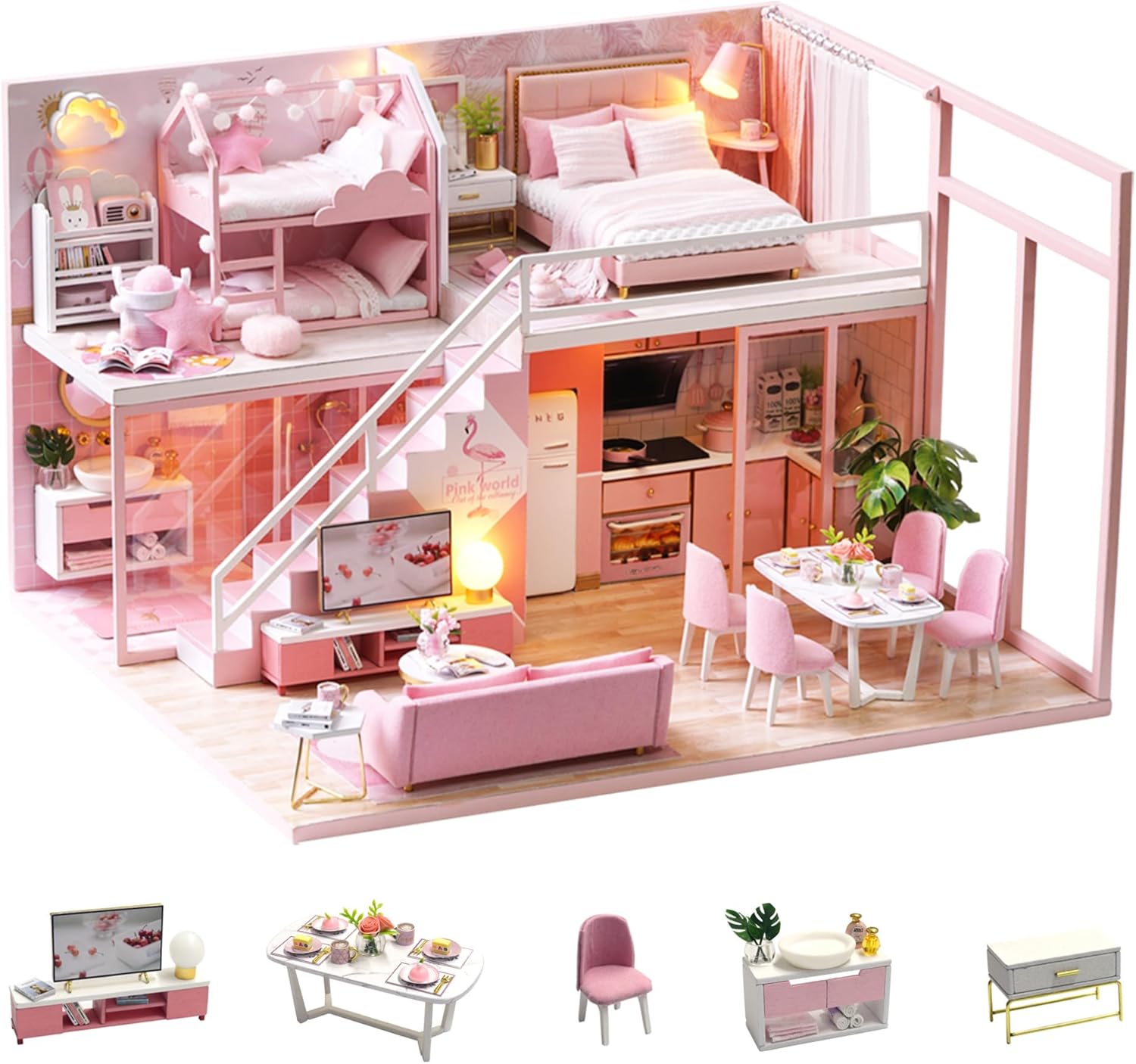 Flever Dollhouse Miniature DIY House Kit Creative Room with Loft Apartment Scene for Romantic Artwork Gift (Tranquil Life)