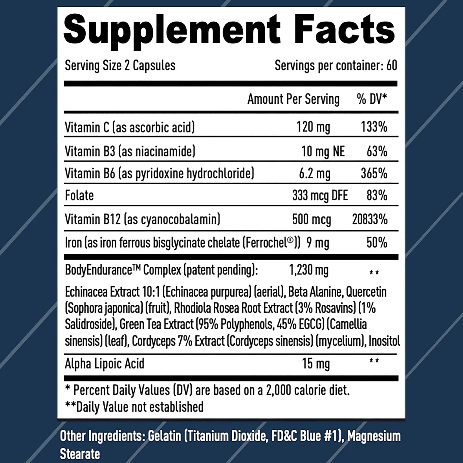 Natural Endurance and Oxygen Supplement to Help VO2 max w/Rhodiola Rosea, B12, and Alpha Lipoic Acid (120 Capsules) (30 Day Supply)