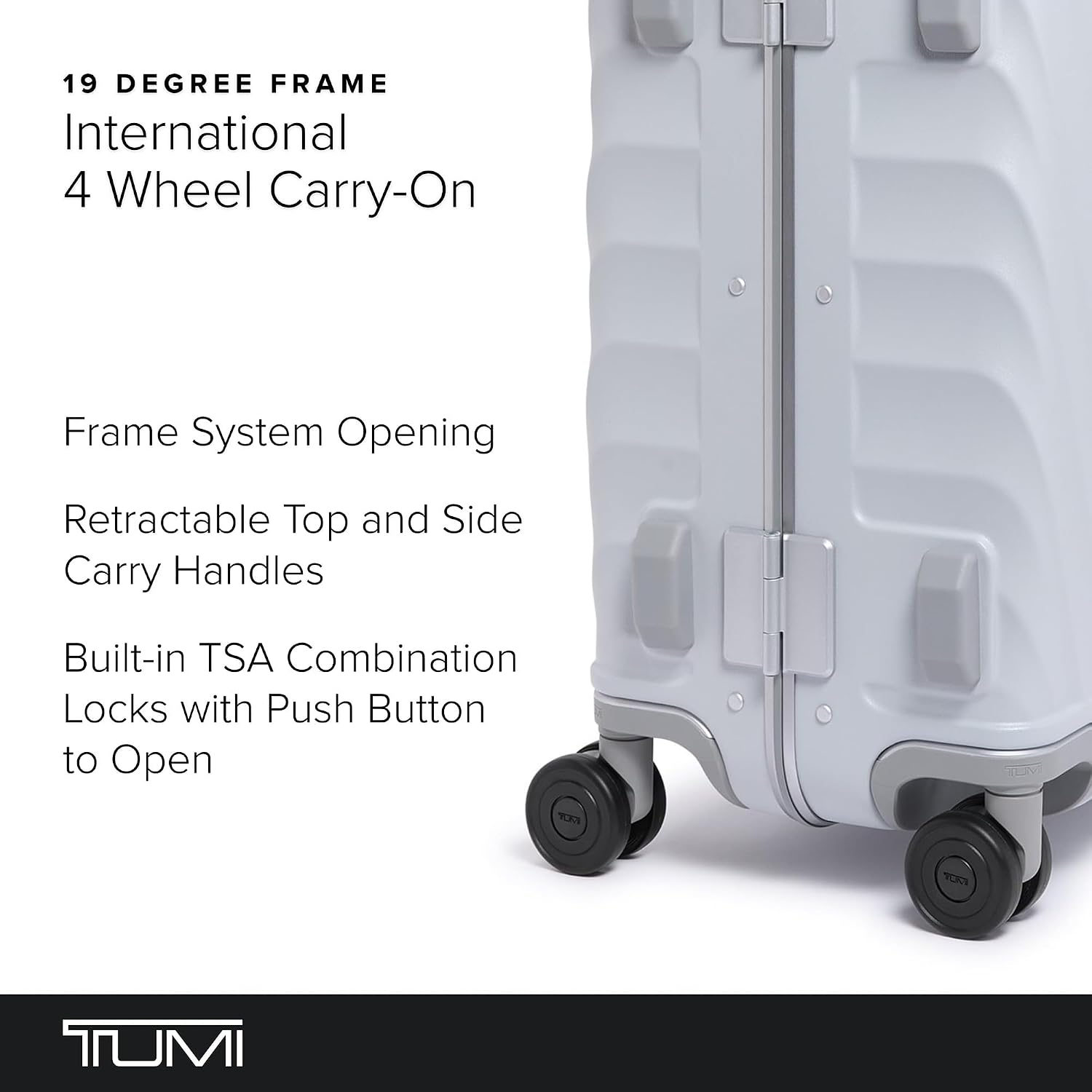 TUMI 19 Degree Frame Continental 4 Wheel Carry-On - Lightweight Suitcase - Hard Shell Luggage - 21.8" X 15.8" X 9.0" - Black Textured
