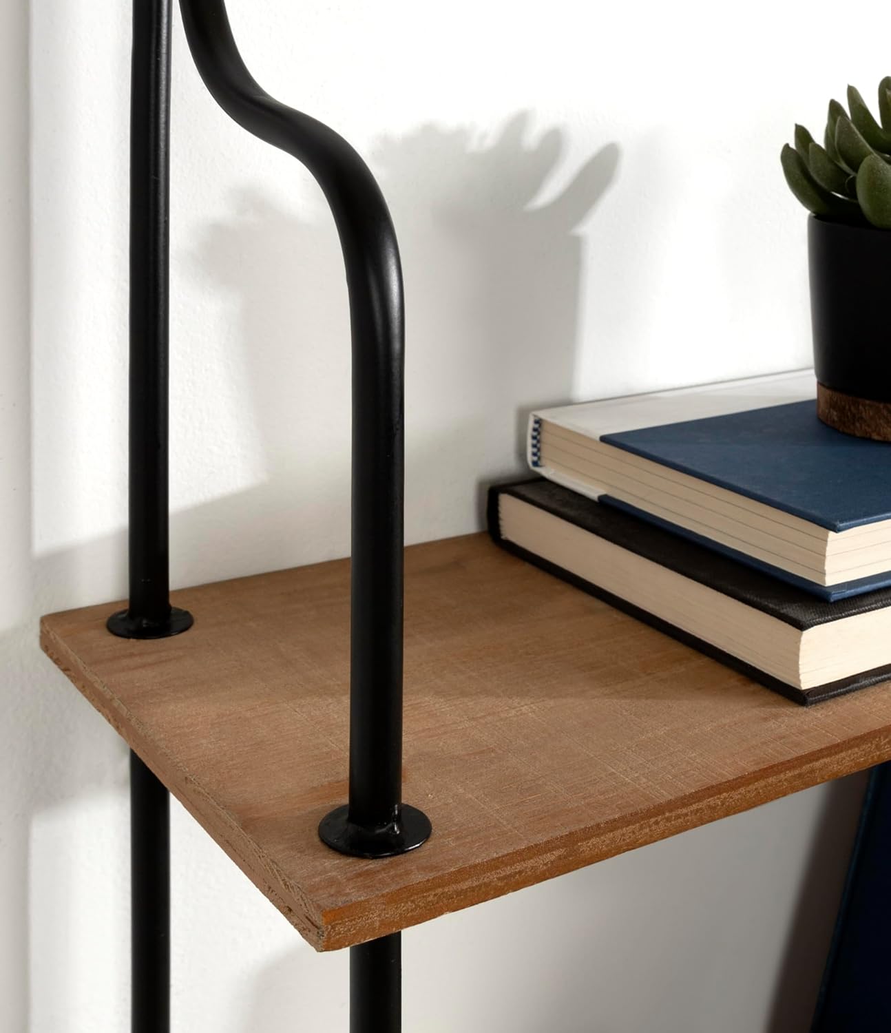 Kate and Laurel Walters Wood and Metal 3-Tier Shelving, 21" x 32", Rustic Brown and Black, Shabby-Chic Industrial Shelves for Storage and Decor