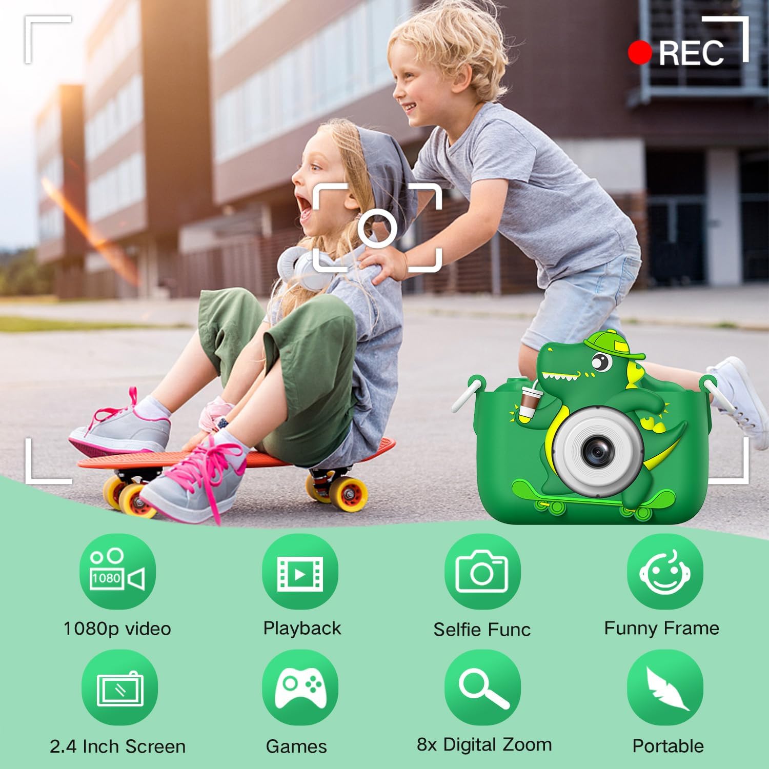 Goopow Kids Camera Toys for 3-8 Year Old Girls Boys,Children Digital Video Camcorder Camera with Cartoon Soft Cover, Best Chritmas Birthday Festival Gift for Kids