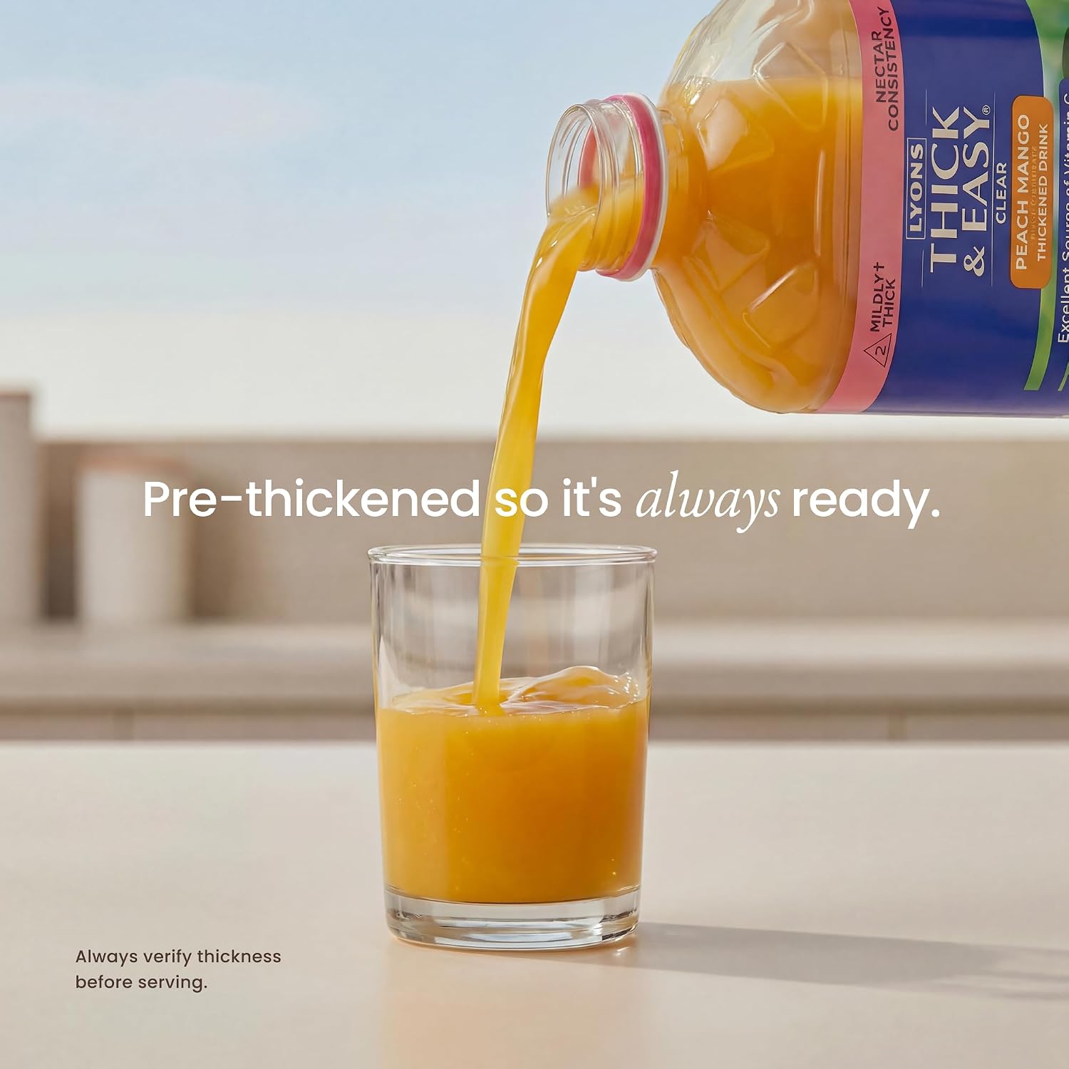 Thick & Easy Thickened Orange Juice, IDDSI Level 3 Ready-to-Drink Thickened Beverage for Swallowing Support, Moderately Thick Honey Consistency, 4 fl oz Cups - 24 Pack | IDDSI Level 3, Ready-to-Drink, Beverage for Swallowing Support, Moderately Thick Hon…
