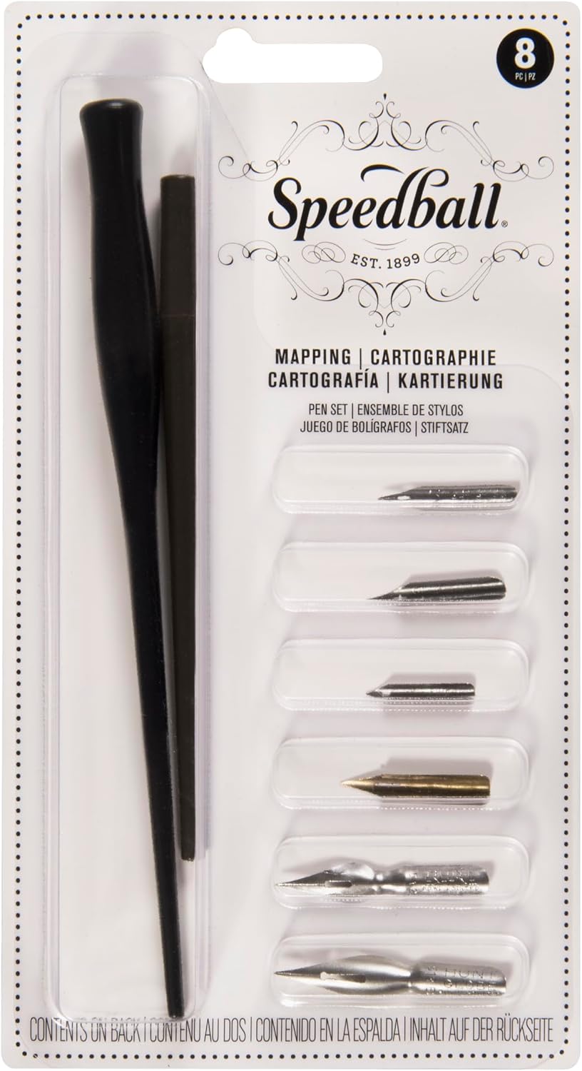 Speedball C-Series Lettering Pen Set, Left-handed - 1 Penholder w/ 6 Nibs