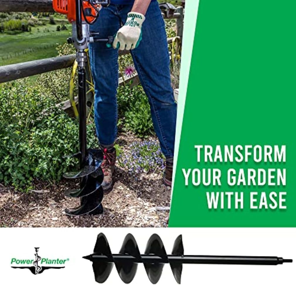 Auger Drill Bit Extension 7" x 28" with 1/2" Non-Slip Hex Drive — Garden Auger for Planting Gallon Potted Plants and Post Holes — Garden Digging