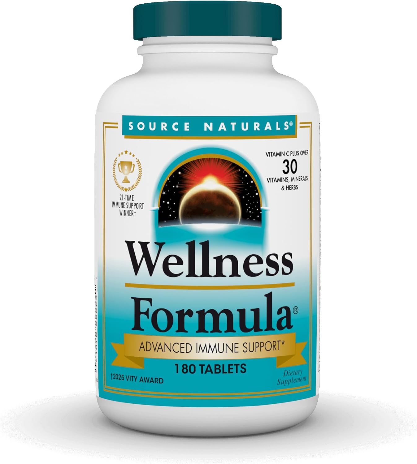 Source Naturals Wellness Formula, Advanced Immune Support* - 180 Tablets | Bio-Aligned Vitamins & Herbal Defense with Vitamin C Plus 30 other Vitamins, Minerals & Herbs for Immune System Support*