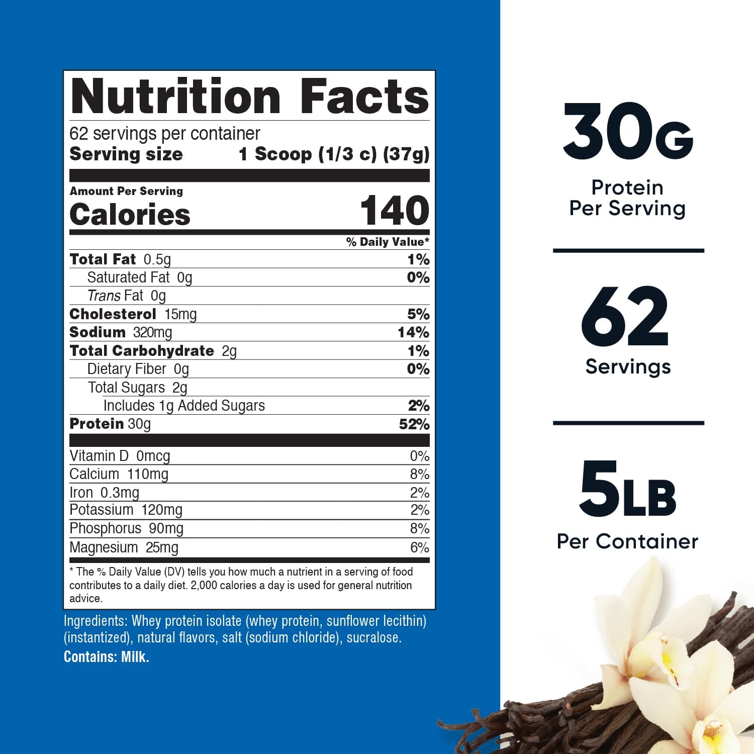 Nutricost Whey Protein Isolate Powder (Vanilla) 2LBS