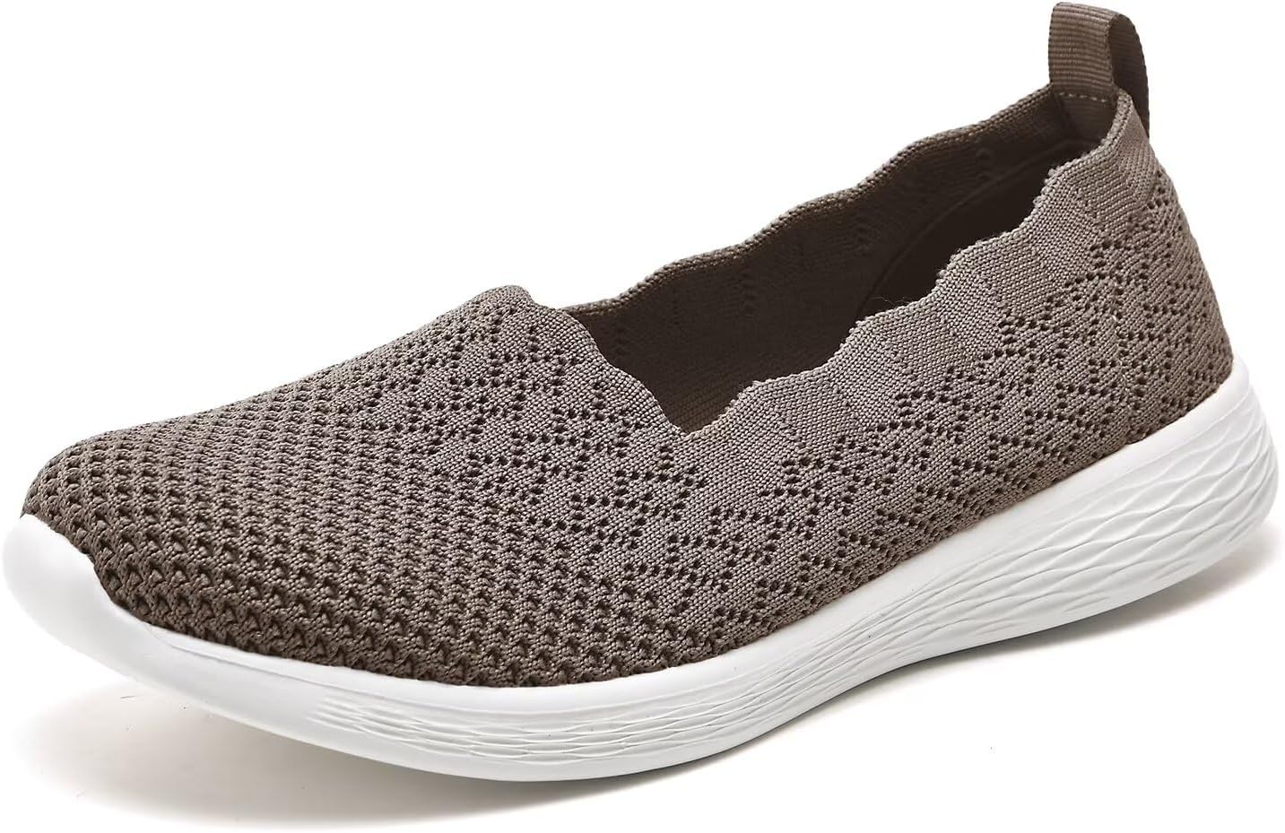 poemlady Women's Walking Shoes Slip On Knit Mesh Loafers Round Toe Flat