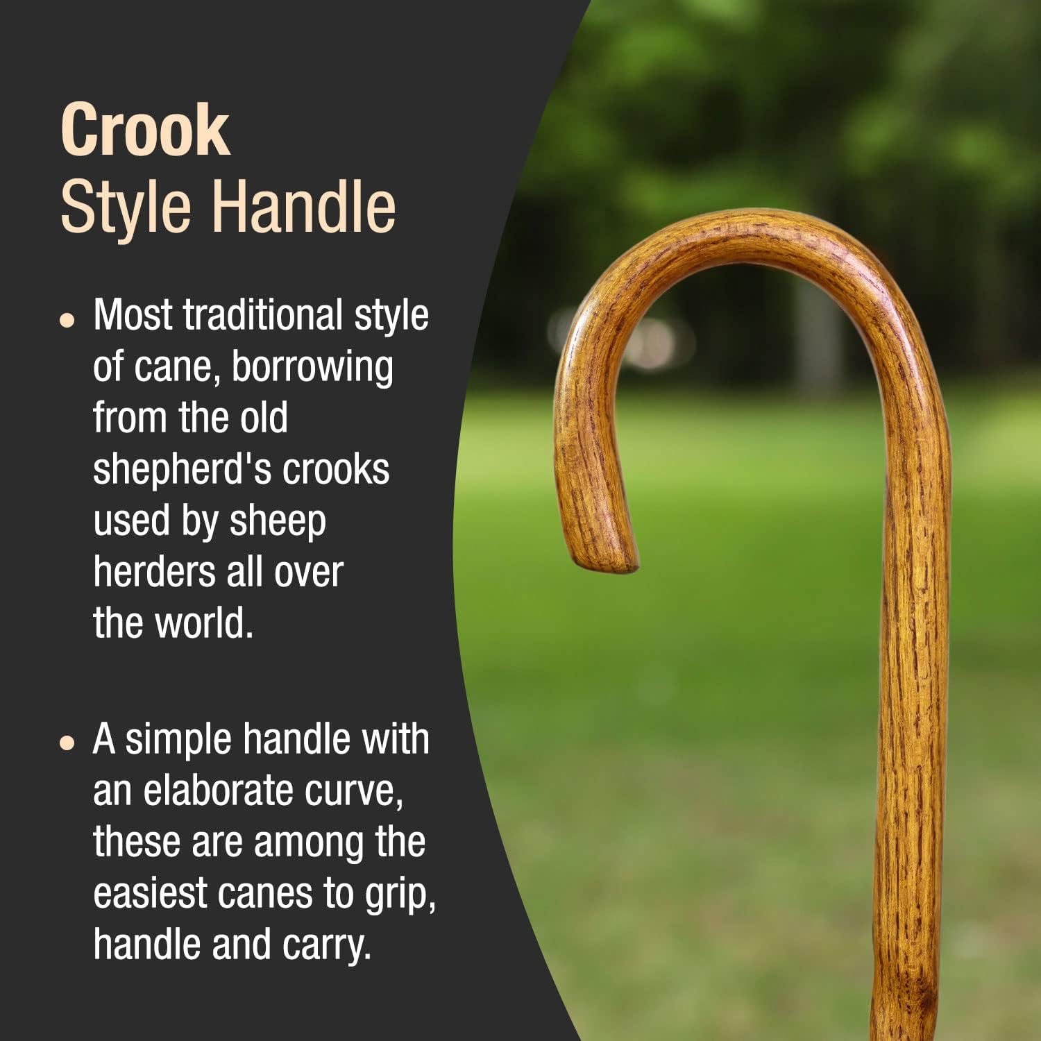Brazos Handcrafted Wood Walking Cane, Twisted Oak, Crook Style Handle, for Men & Women, Made in The USA, 37"