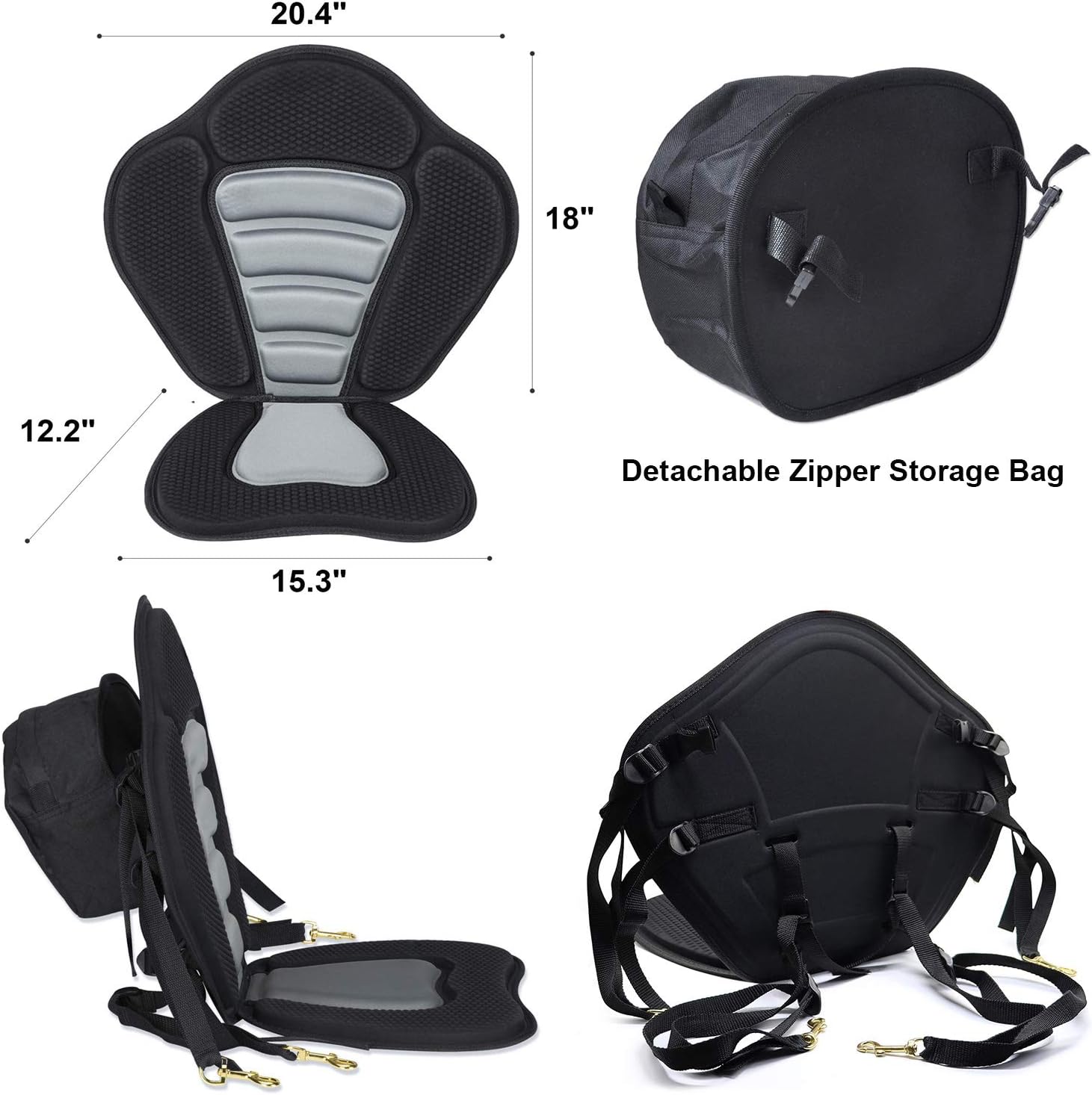 2 Pack of Kayak Seat Deluxe Padded Canoe Backrest Seat Sit On Top Cushioned Back Support SUP Paddle Board Seats with Detachable Storage Bag 4
