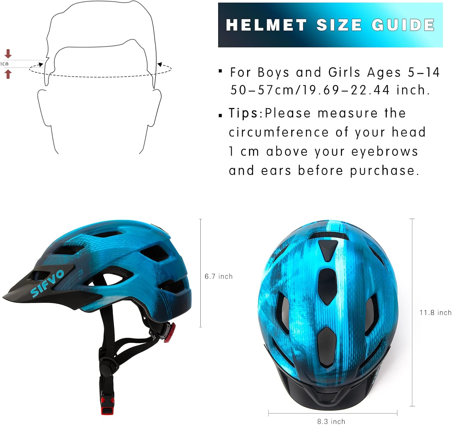 Kids Helmet, SIFVO Kids Bike Helmet Boys and Girls Bike Helmet with Cool Visor Helmet for Kids 5-14