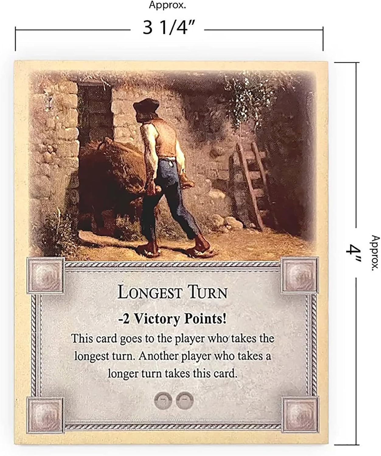 Longest Turn Card compatible with Catan's Settlers of Catan 5th Edition, Seafarers, Cities and Knights and Catan Expansions