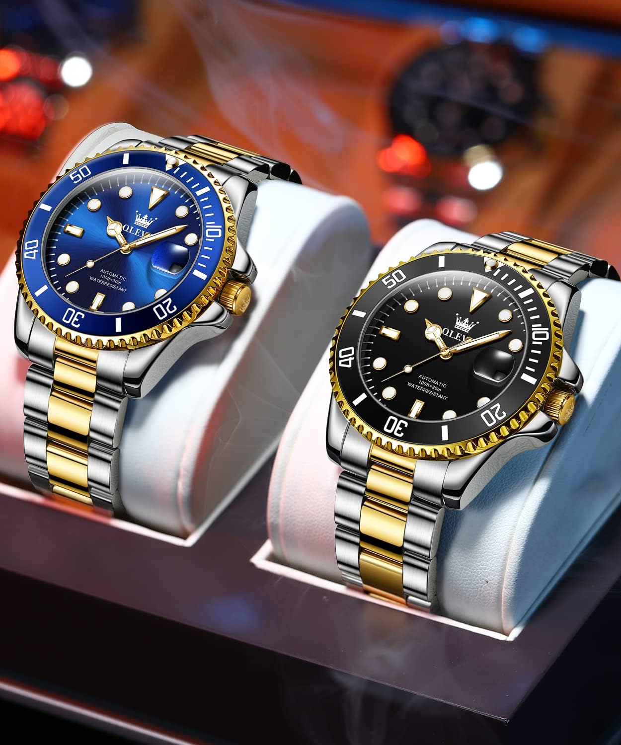 OLEVS Watch Men Luxury Dress Stainless Steel Date Analog Watch Waterproof