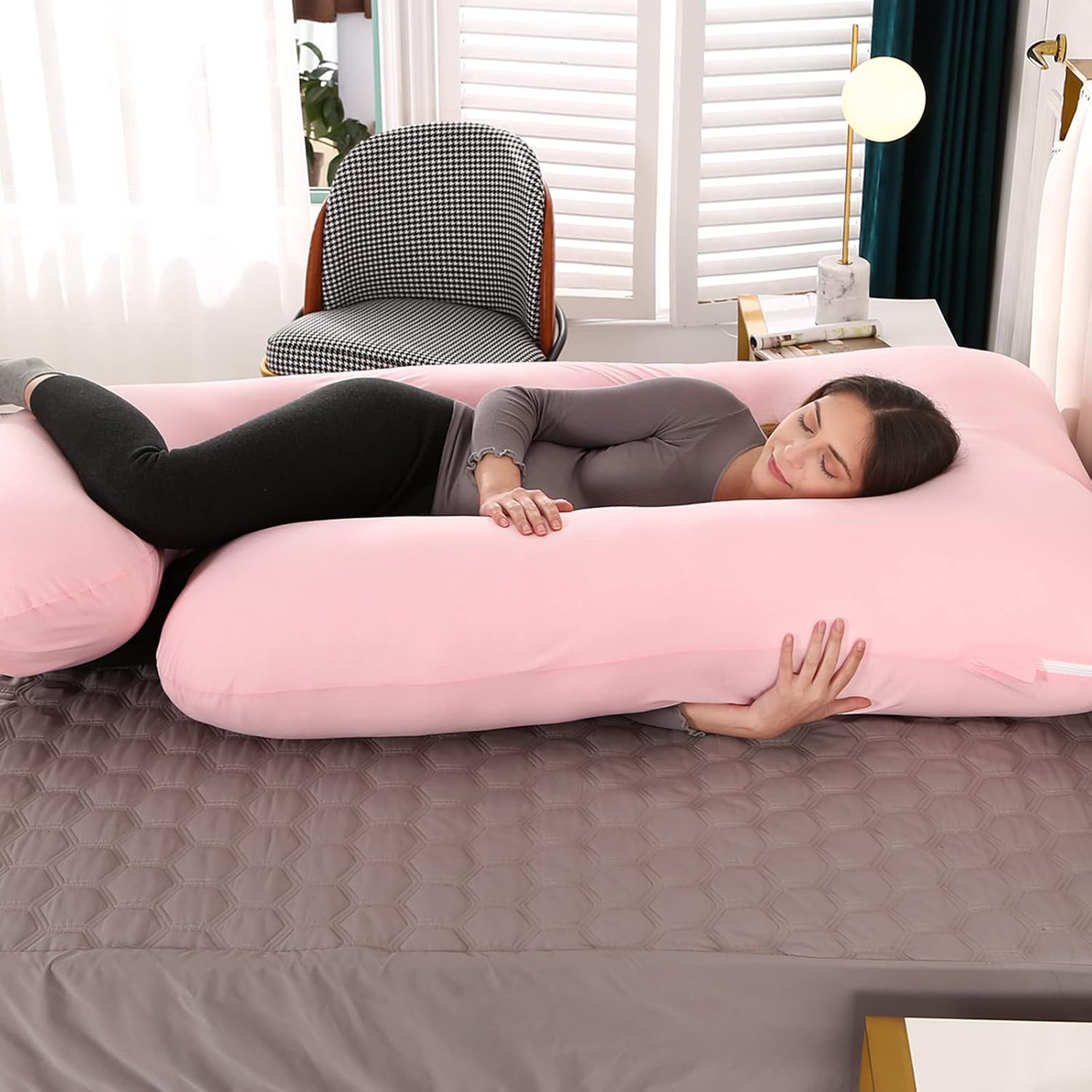 Victostar Pregnancy Pillow,57 inches U Shaped Maternity Pillow with Removable Cover Full Body Pillow Support for Back, HIPS, Legs, Belly (Dark Gray)