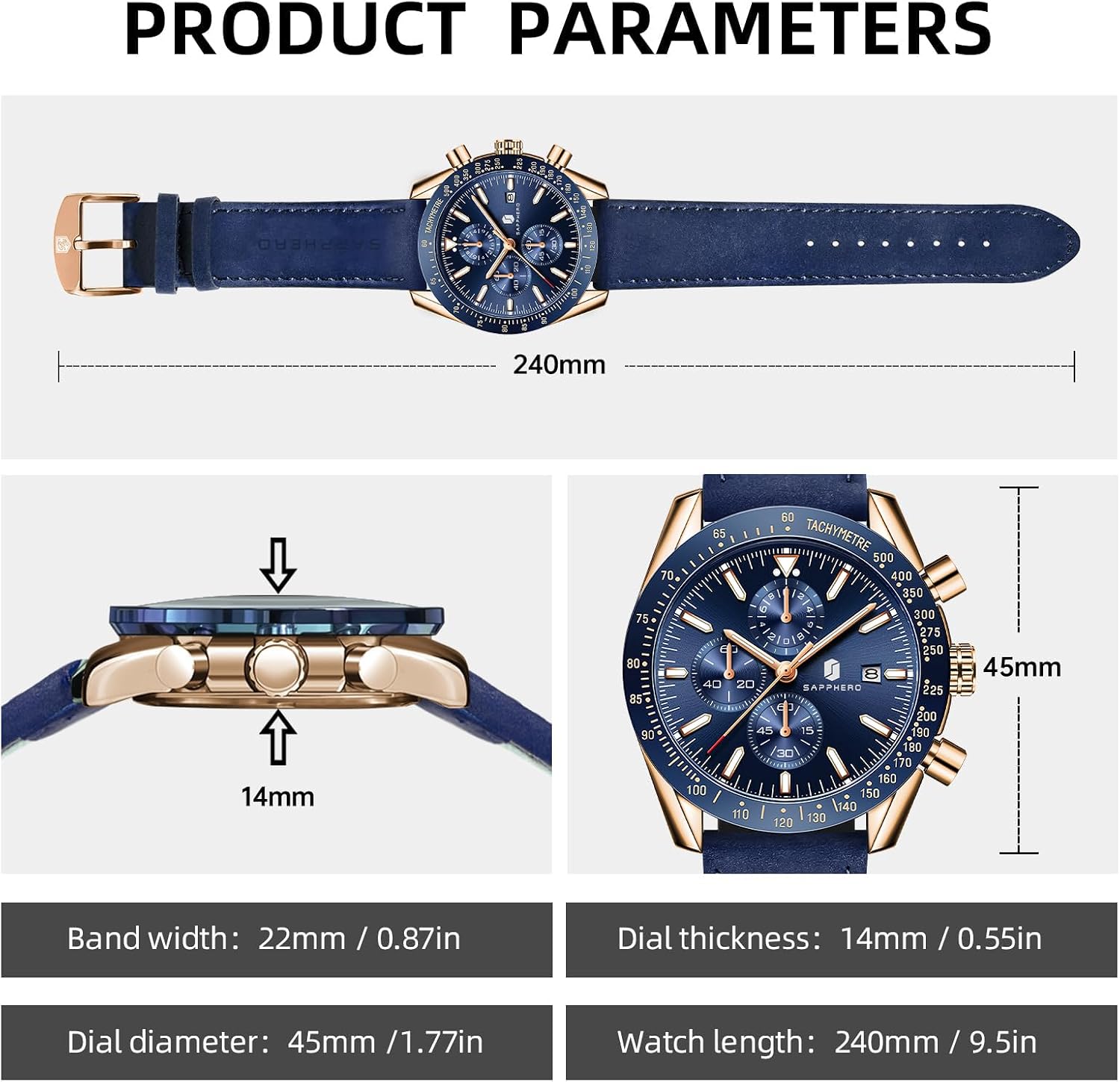 BENYAR Watch for Men Analog Quartz Chronograph Waterproof Luminous Designer Mens Wrist Watches Business Work Sport Casual Dress Watch with Silicone Strap Elegant Gifts for Men