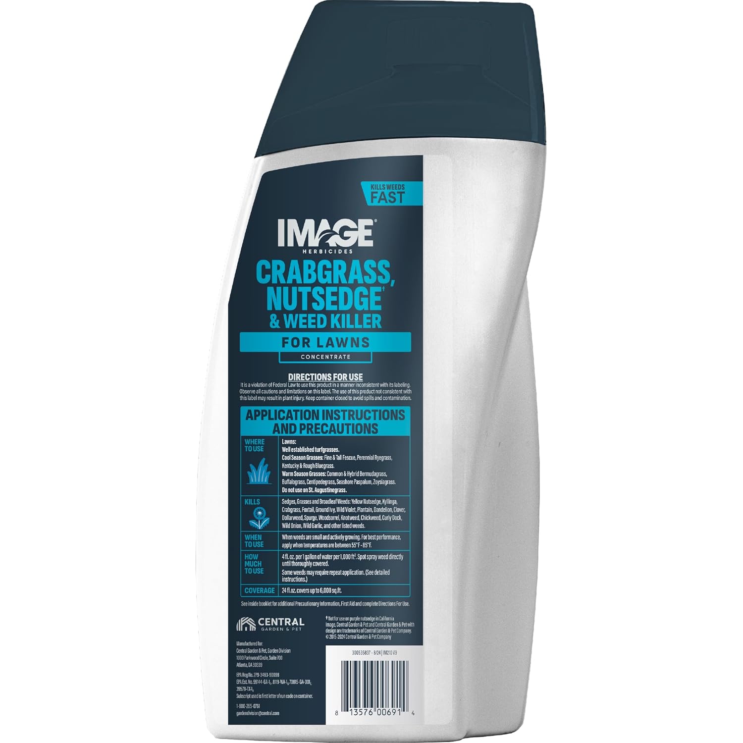 Image Herbicide Crabgrass, Nutsedge, & Weed Killer for Lawns, 24 fl oz | Ready-to-spray weed spray, water based formula