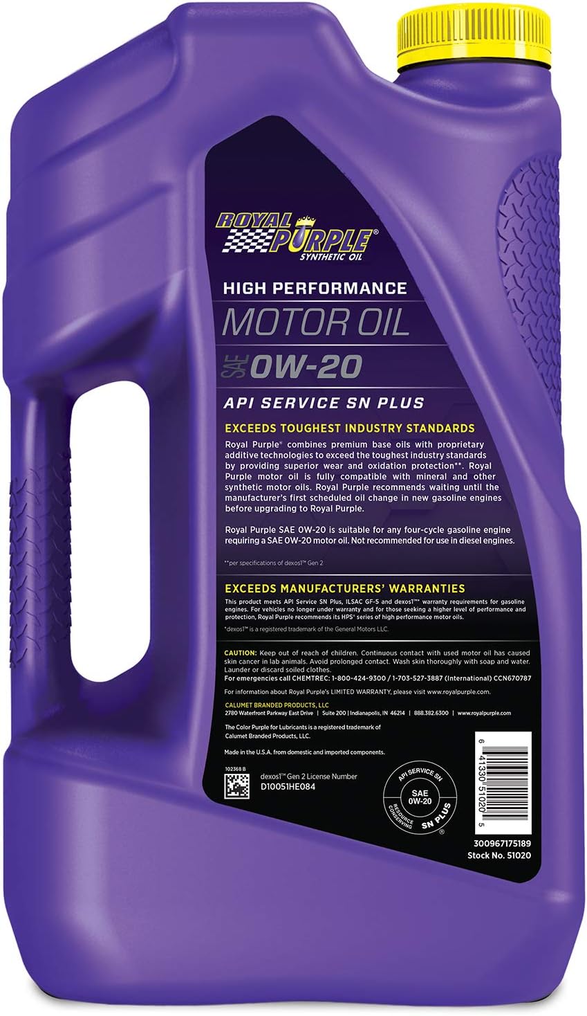 Royal Purple 51530 API-Licensed SAE 5W-30 High Performance Synthetic Motor Oil - 5 qt., Model:ROY51530