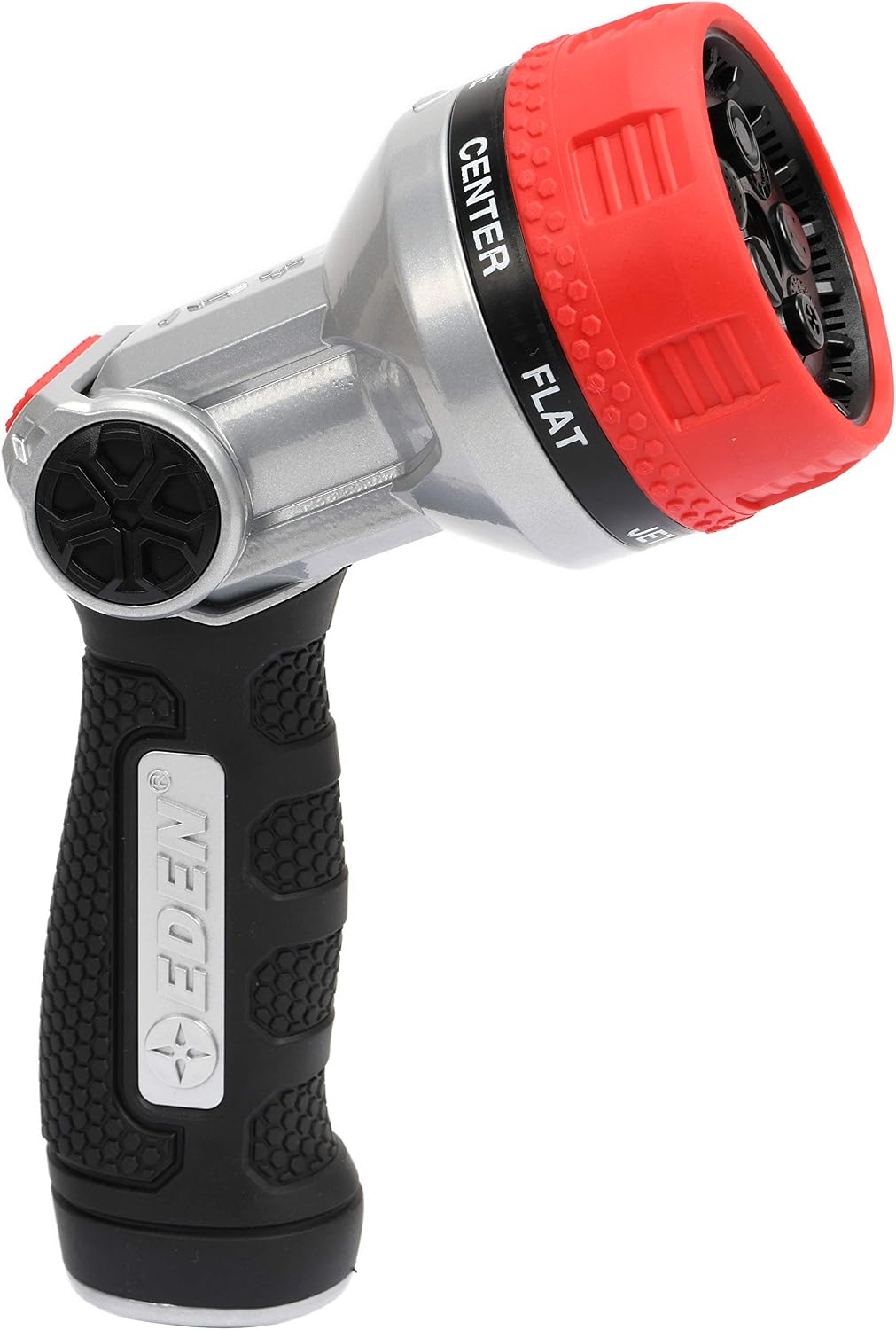 Eden Metal 7-Pattern Hose Nozzle: Thumb Control, Heavy-Duty Zinc Alloy