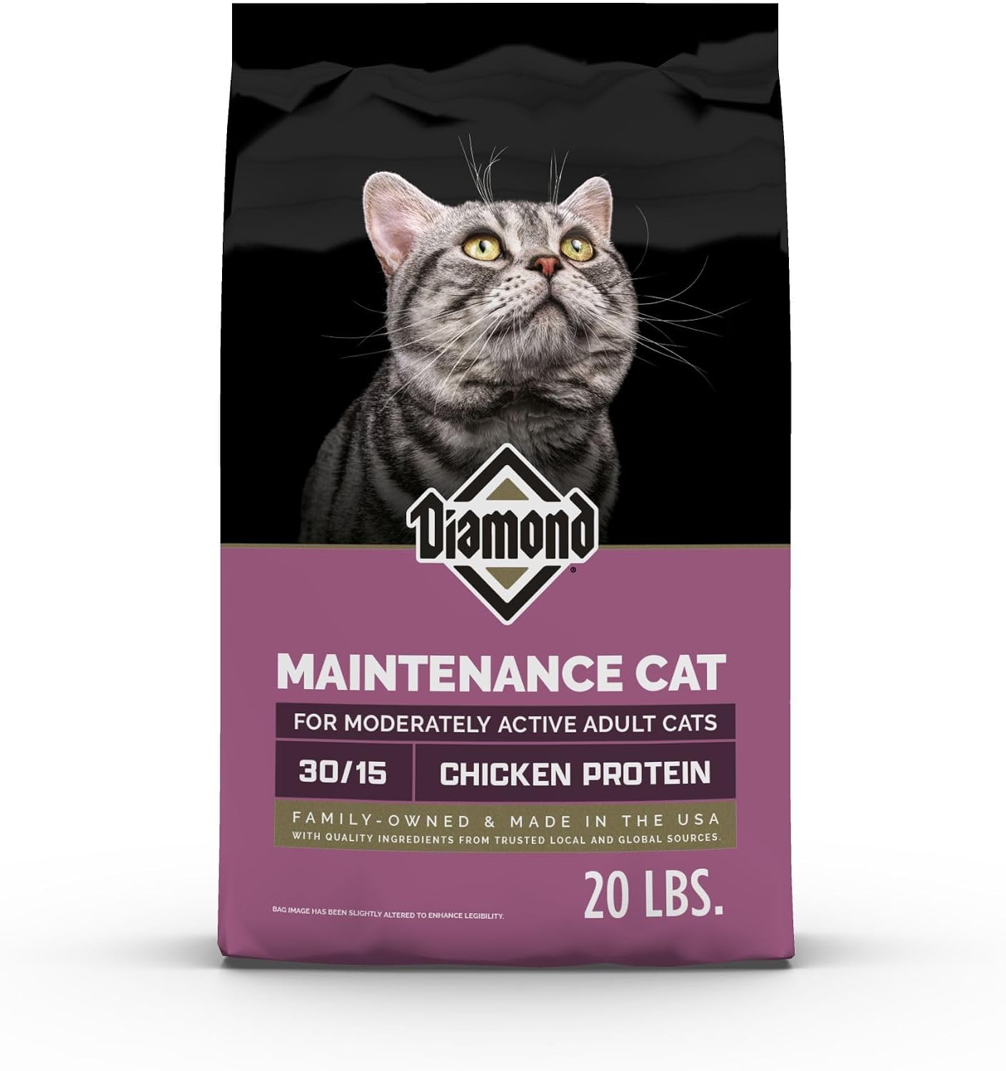 Diamond Maintenance Adult Dry Cat Food, Chicken Protein, 20lb | For Moderately Active Cats | Omega Fatty Acids to Help Support Skin & Coat Health | Taurine for Heart & Eye Health