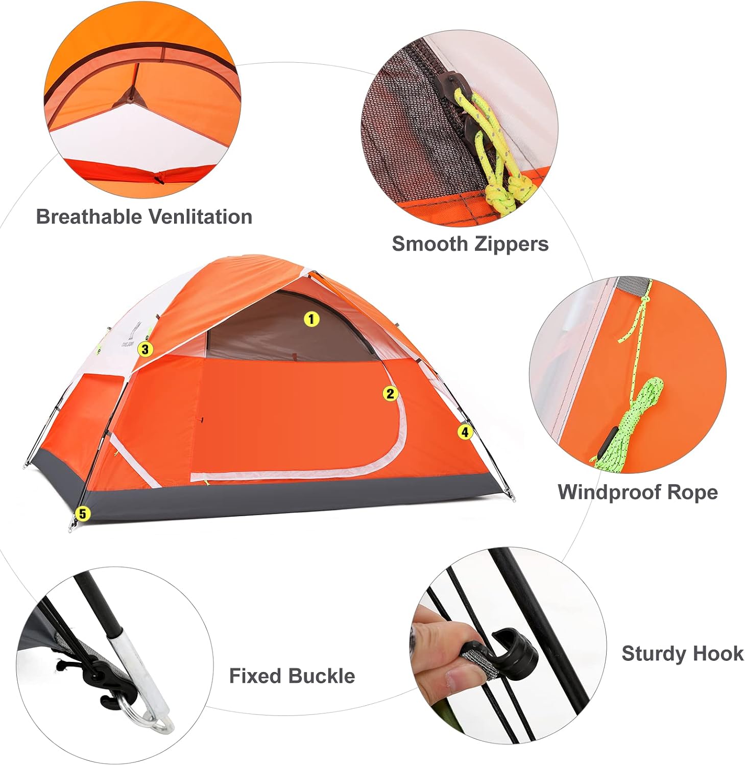CAMEL CROWN Tents for Camping 2/3/4/5 Person Camping Dome Tent, Waterproof,Spacious, Lightweight Portable Backpacking Tent for Outdoor Camping/Hiking