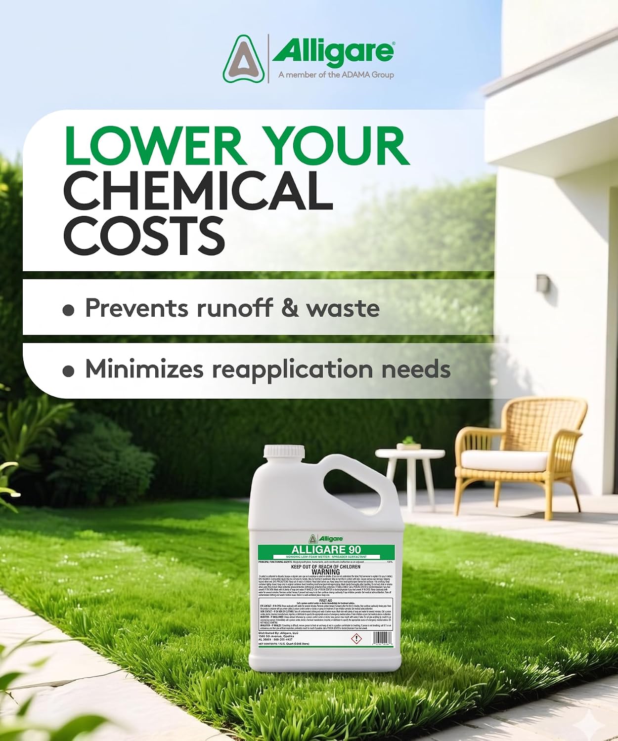 ALLIGARE 90 Nonionic Surfactant for Enhanced Spray Coverage - Low-Foam Wetting Agent for Herbicides & Insecticides- Versatile Use in Agriculture, Forestry & Aquatic Applications -2.5 Gallons