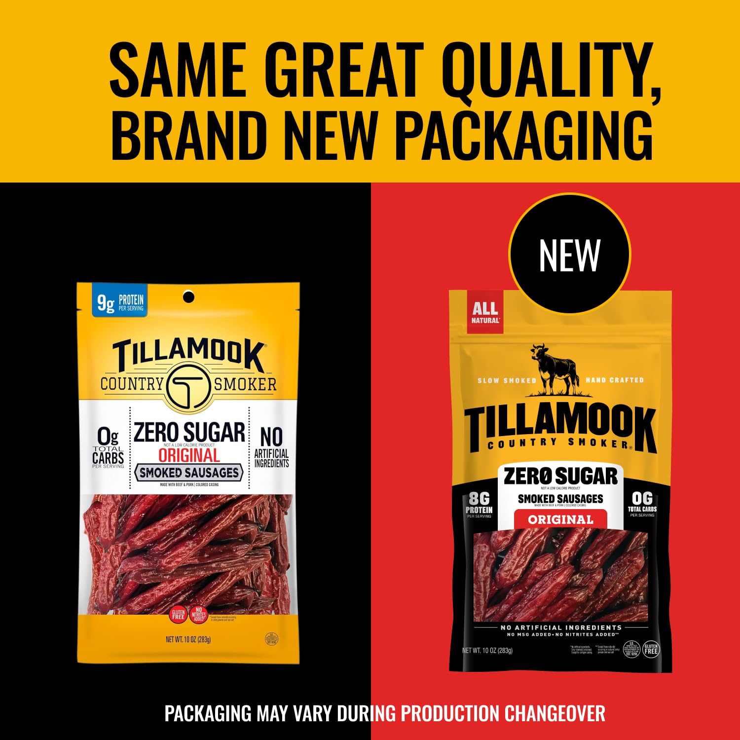 Tillamook Country Smoker Zero Sugar Spicy Jalapeno Smoked Sausages, 10 Oz, 9g Protein, Real Hardwood Slow Smoked High Protein, Low Carb Meat Sticks