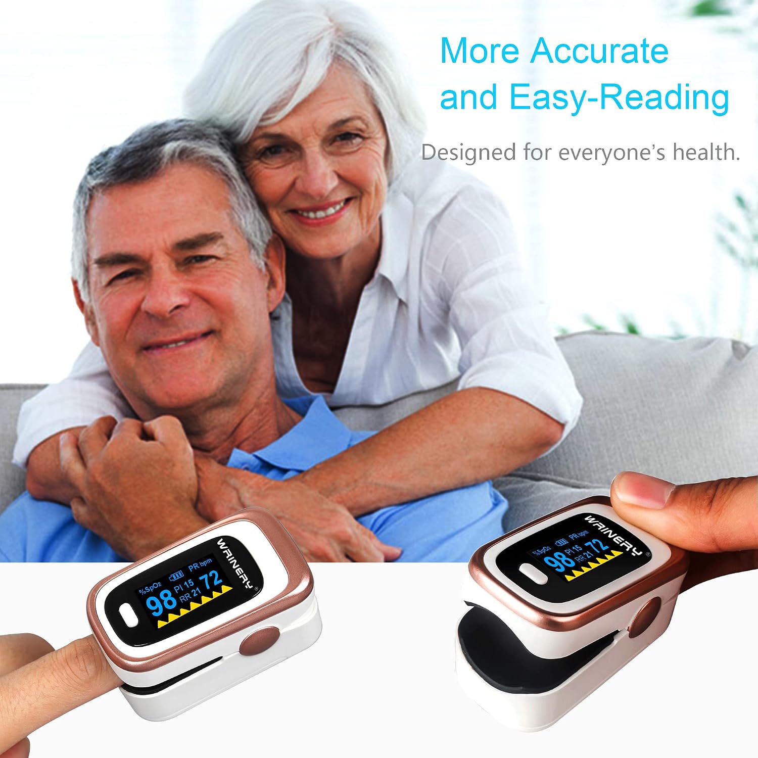 WRINERY Oxygen Saturation Monitor, Pulse Oximeter Fingertip, Oxygen Monitor, O2 Saturation Monitor, OLED Portable Oximetry with Batteries