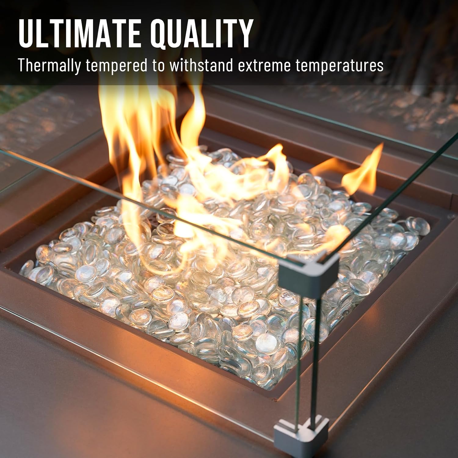 Skyflame 10-Pound Fire Glass Beads for Fire Pit Fireplace, Onyx Black