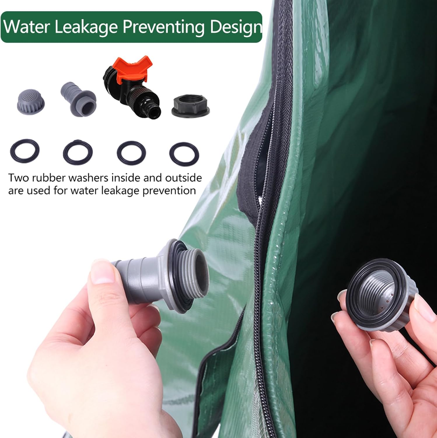 Collapsible Rain Barrel, Portable Water Storage Tank, Rainwater Collection System Downspout, Water Catcher Container (50 Gallon, Green)