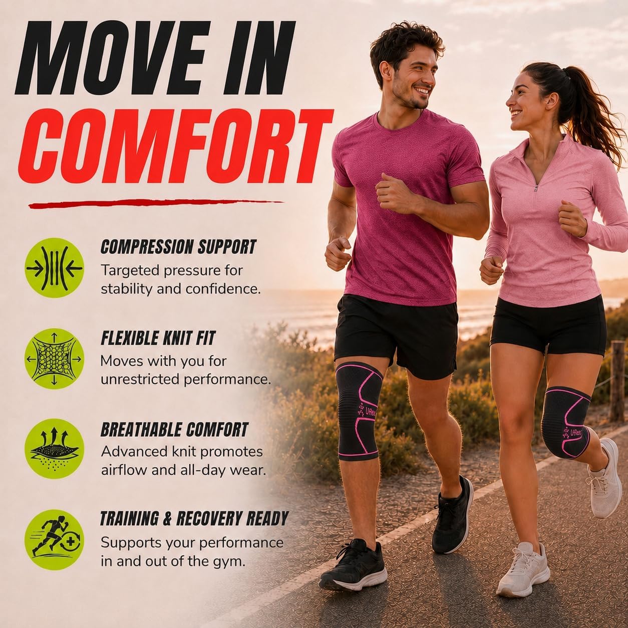 Knee Brace Knee Support Wrap for Pain Relief, Workout, Swelling & Recovery