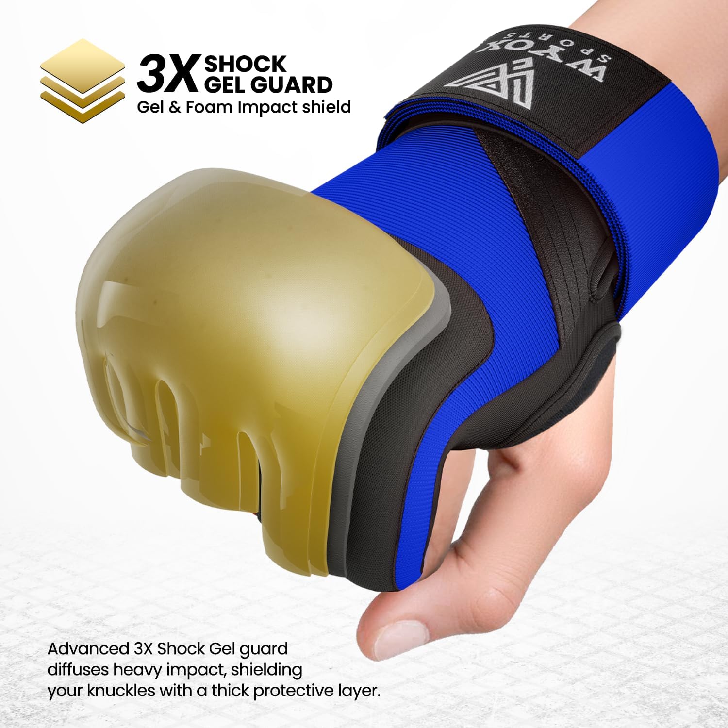 WYOX Neoprene Gel Boxing Hand Wraps Inner Gloves for Men & Women – 80cm/31in Quick Wrist Strap, Padded Knuckle Protection