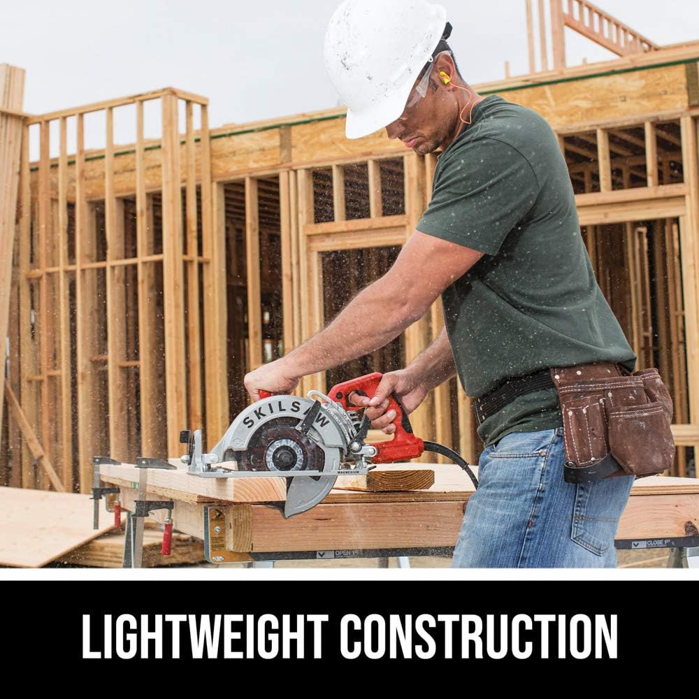 SKILSAW SPT77WML-01 15-Amp 7-1/4-Inch Lightweight Worm Drive Circular Saw, Silver | 11.5 Lb Magnesium Worm-Drive, Dual-Field 15a Motor, 7-1/4 Blade