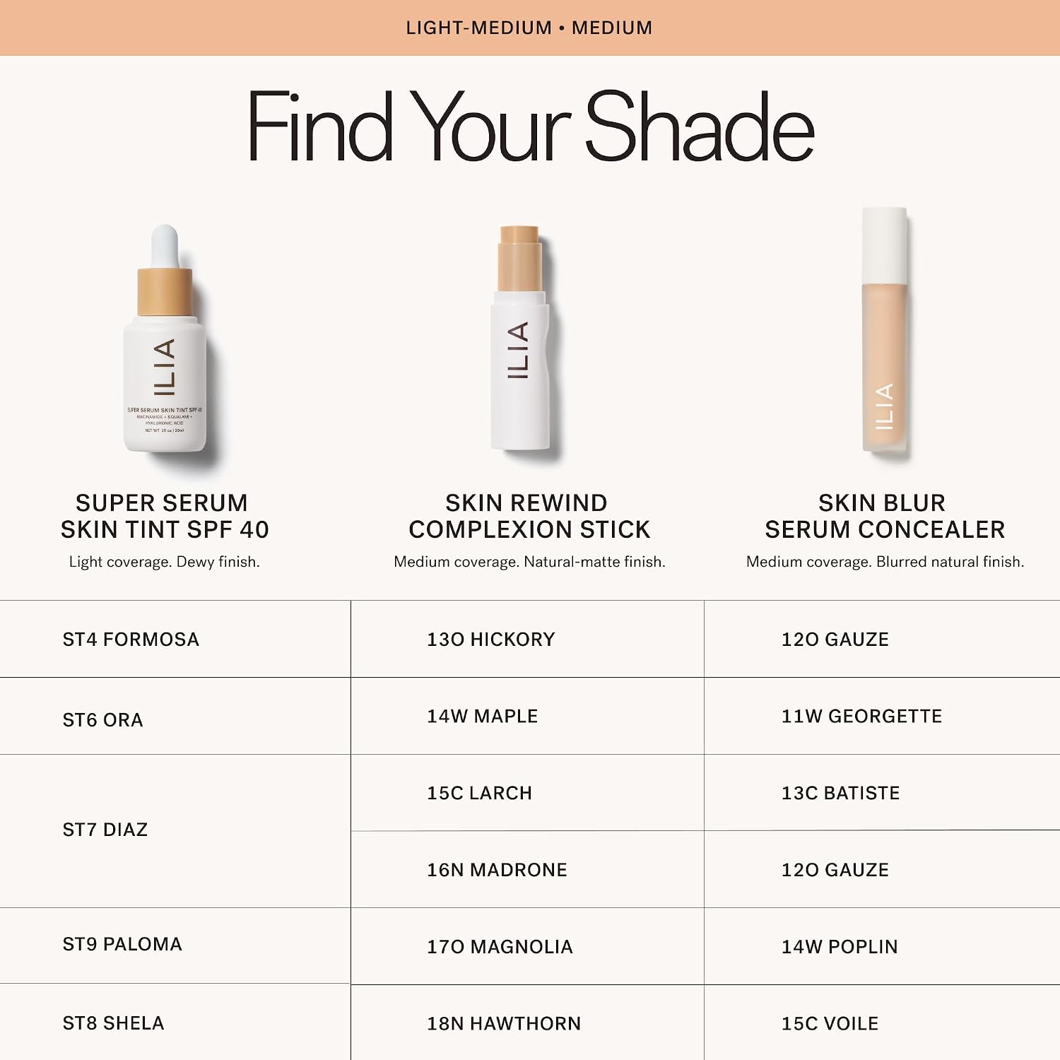 ILIA - Super Serum Skin Tint SPF 40 (Diaz ST7, 1 fl oz | 30 ml)
