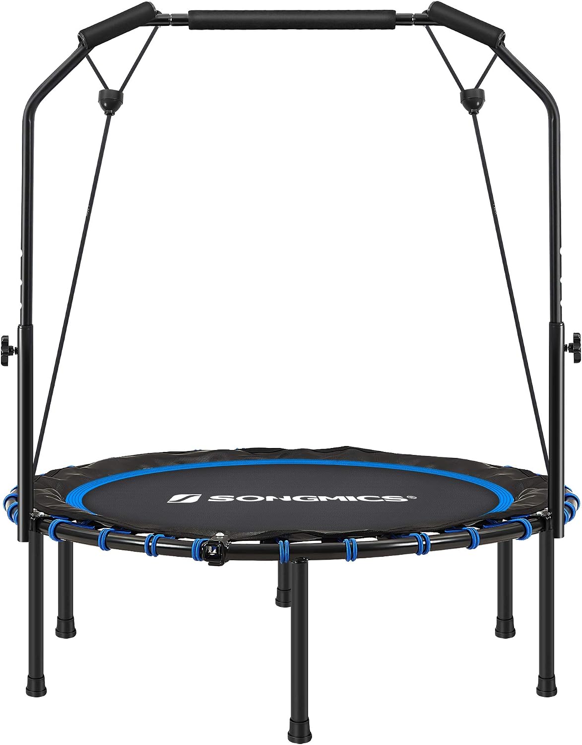 SONGMICS 40 Inches Mini Fitness Trampoline, Fitness Rebounder with Adjustable Handrail, Foldable Trampoline for At-Home Workout, Max. Load 264.6 lb