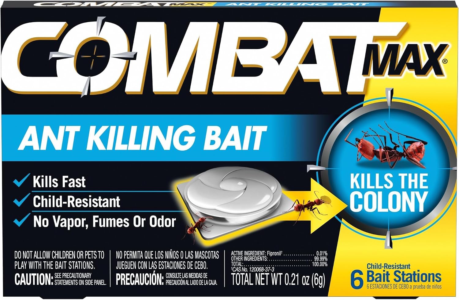 Combat Max Ant Killing Bait Stations, Indoor and Outdoor Use, 6 Count