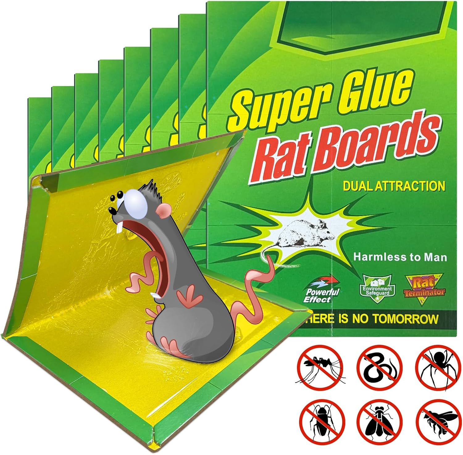 8 Pack Large Sticky Mouse Traps 12.6 x 8.5‘’ (unfolded), Super Strong Adhesive Glue Boards for Mice & Rats