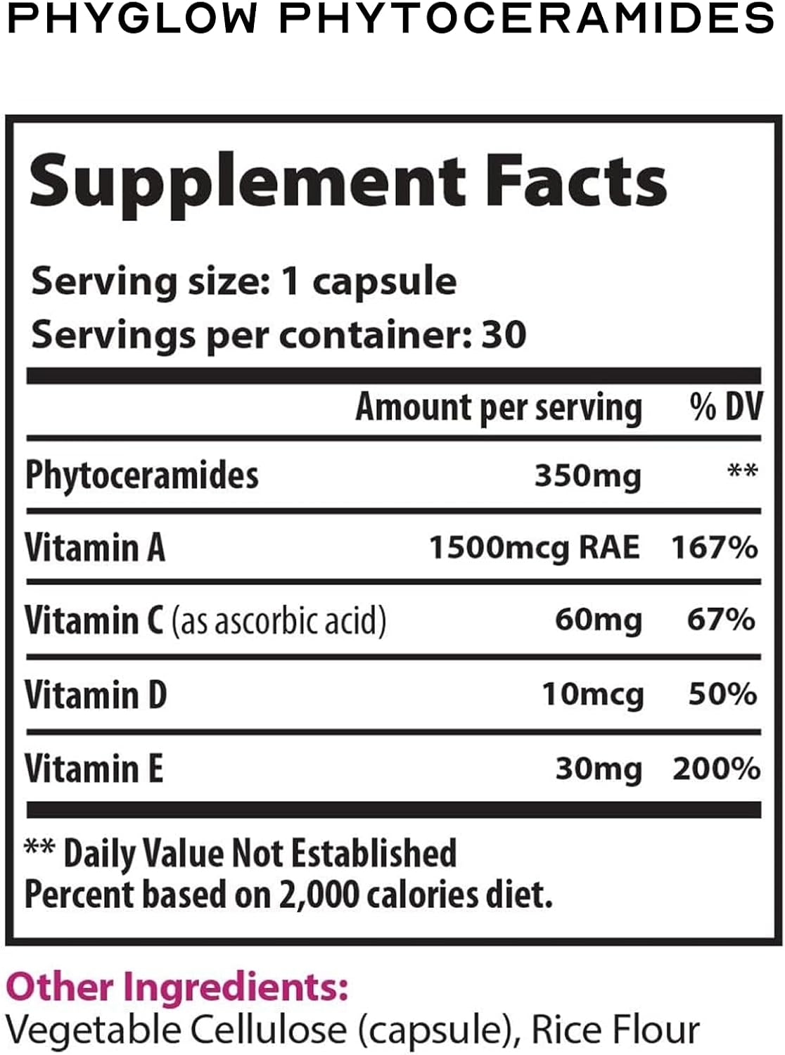 Phytoceramides Ceramide Skin Hydration Restore Beauty Health Supplement, Hyaluronic Acid Alternative Pills w/Multivitamins A, C, D, E