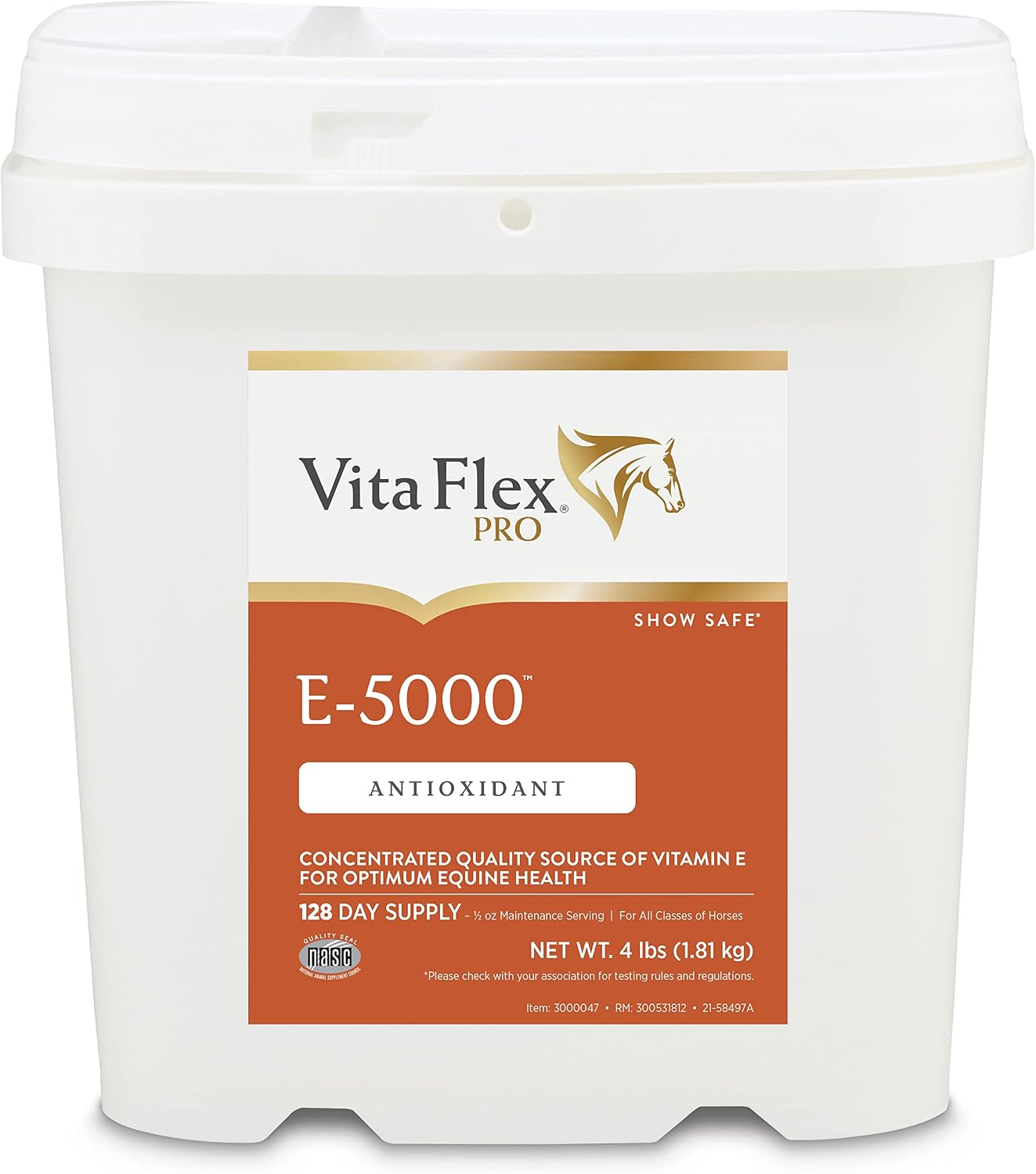 Vita Flex Pro E-5000 Premium Horse Vitamin E Powder, 4 lbs, 128-Day Supply
