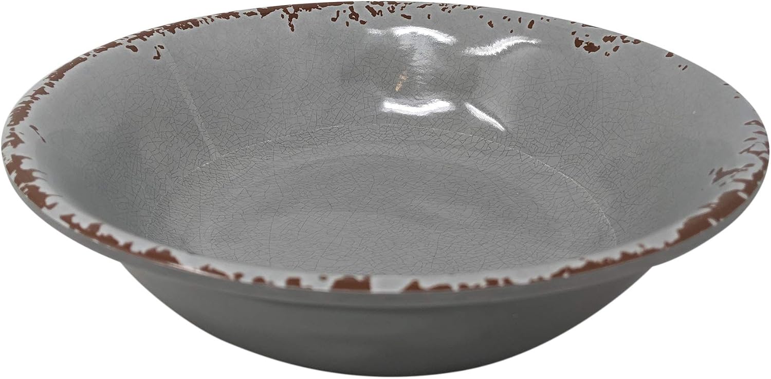 Gianna's Home 12 Piece Rustic Farmhouse Melamine Dinnerware Set, Service for 4 (Gray)