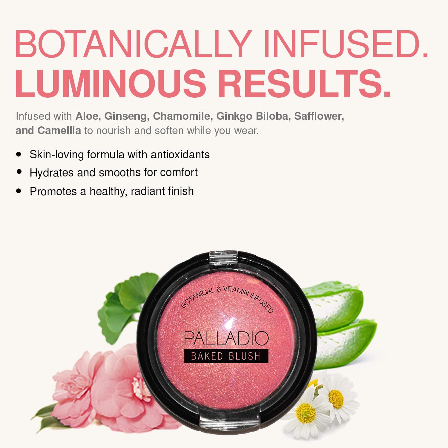 Palladio Baked Blush, Highly Pigmented Shimmery Formula, Easy to Blend and Highly Buildable, Apply Dry for a Natural Glow or Wet for a Dramatic Luminous Look, Long Lasting for All day Wear, Berry