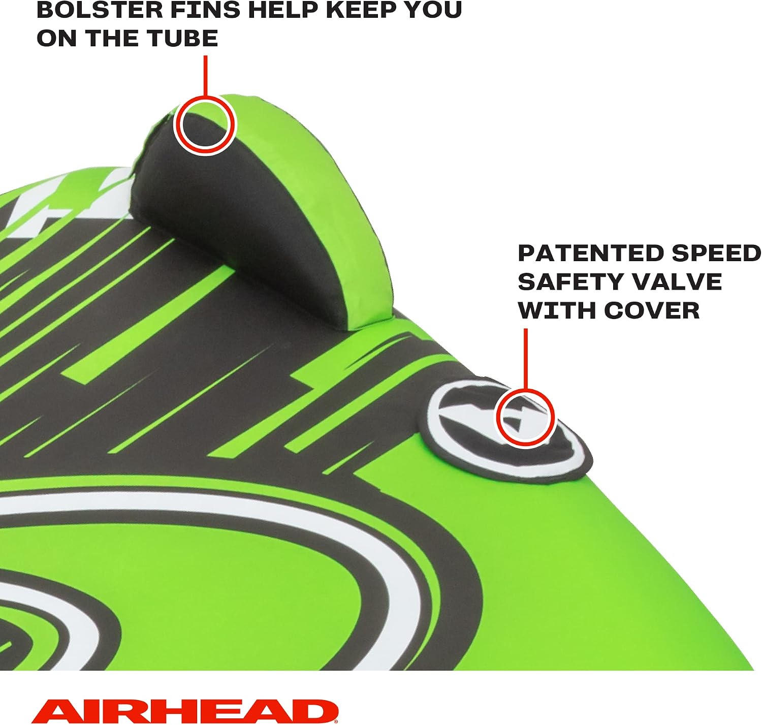 Airhead G-Force Towable Tube for Boating, 1-4 Rider Inflatable Boat Tube for Water Tubing, Heavy Duty Full Nylon Cover, Stabilizer Fins with Neoprene Knuckle Guards, Speed Safety Valve