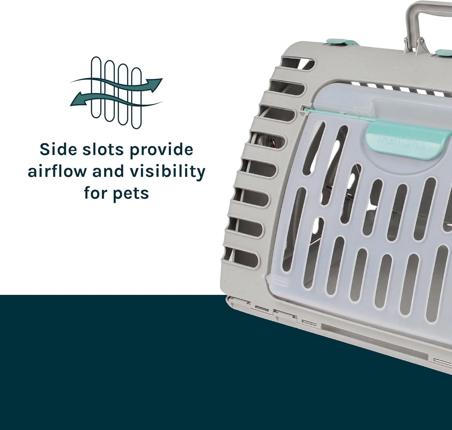 SportPet Large Hard-Sided Travel Cat Carrier - Cat Carrier with Patented Wide Side-Opening Door